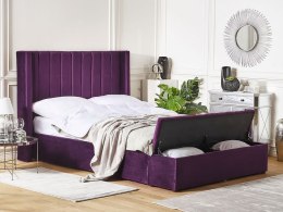 Łóżko welurowe z ławką 140 x 200 cm fioletowe NOYERS Lumarko!