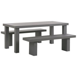 Zestaw ogrodowy betonowy stół i 2 ławki szary TARANTO Lumarko!