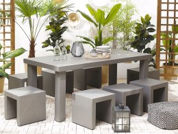 Zestaw ogrodowy betonowy stół i 6 stołków szary TARANTO Lumarko!