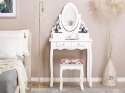 Toaletka 4 szuflady owalne lustro ze stołkiem biała AMOUR Lumarko!