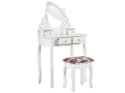 Toaletka 4 szuflady owalne lustro ze stołkiem biała AMOUR Lumarko!