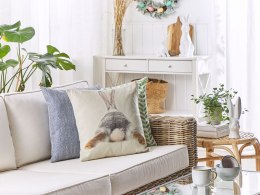 2 poduszki dekoracyjne z motywem królika 45 x 45 cm beżowoszare BUXUS Lumarko!