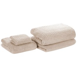 Komplet 4 ręczników bawełnianych frotte beżowy ATAI Lumarko!