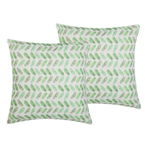 2 poduszki dekoracyjne w abstrakcyjny wzór 45 x 45 cm zielono-białe PRUNUS Lumarko!