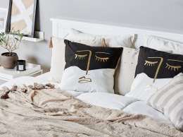 2 poduszki dekoracyjne z motywem twarzy 45 x 45 cm czarno-białe ABELIA Lumarko!