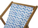 Zestaw 2 leżaków ogrodowych i 2 wymiennych tkanin jasne drewno akacjowe z białym / wzór niebiesko-biały ANZIO Lumarko!