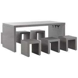 Zestaw ogrodowy betonowy stół kształt litery U i 6 stołków szary TARANTO Lumarko!