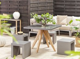 Zestaw ogrodowy kwadratowy stół i 4 stołki szary OLBIA/TARANTO Lumarko!