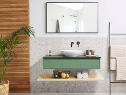 Zestaw mebli łazienkowych z umywalką zielony z jasnym drewnem ZARAGOZA Lumarko!