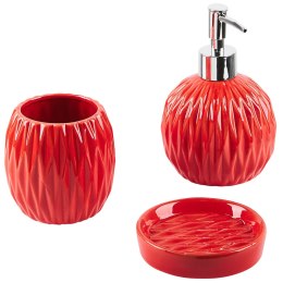 3-częściowy zestaw akcesoriów łazienkowych ceramiczny czerwony BELEM Lumarko!