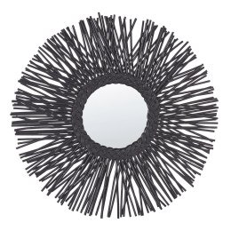 Rattanowe okrągłe lustro ścienne słońce ⌀ 60 cm czarne KALASIN Lumarko!
