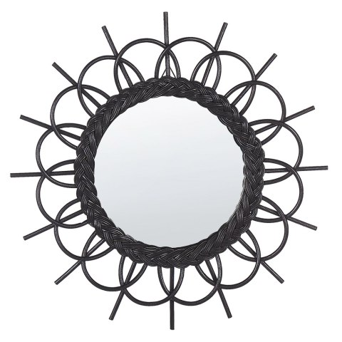 Rattanowe okrągłe lustro ścienne słońce ⌀ 60 cm czarne TELAKIA Lumarko!