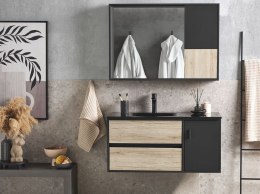 Zestaw mebli łazienkowych z umywalką 100 cm jasne drewno z czarnym TERUEL Lumarko!