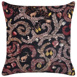 Poduszka dekoracyjna welurowa z motywem roślinnym 45 x 45 cm czarno-różowa RICINUS Lumarko!