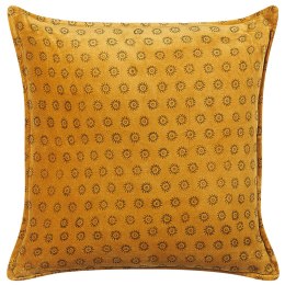Welurowa poduszka dekoracyjna wzór w słońca 45 x 45 cm żółta RAPIS Lumarko!