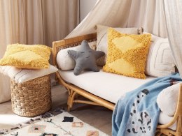 Poduszka dekoracyjna bawełniana tuftowana 45 x 45 cm żółta RHOEO Lumarko!