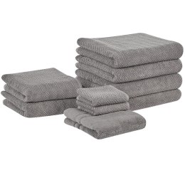 Komplet 9 ręczników bawełnianych frotte szary MITIARO Lumarko!