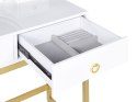 Toaletka 4 szuflady lustro LED ze stołkiem biało-złota AUXON Lumarko!
