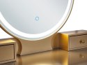 Toaletka 4 szuflady lustro LED ze stołkiem szaro-złota FEDRY Lumarko!