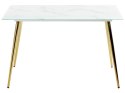 Stół do jadalni szklany 120 x 70 cm efekt marmuru ze złotym MULGA Lumarko!