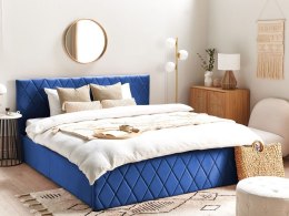 Łóżko z pojemnikiem welurowe 180 x 200 cm niebieskie ROCHEFORT Lumarko!