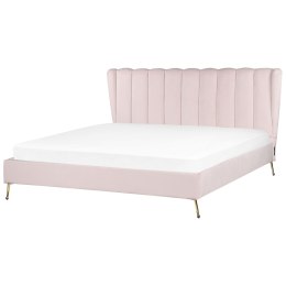 Łóżko welurowe 180 x 200 cm z portem USB różowe MIRIBEL Lumarko!