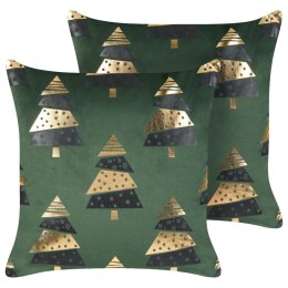2 welurowe poduszki dekoracyjne w choinki 45 x 45 cm zielone GOLDSPRUCE Lumarko!