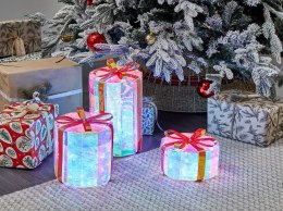 Zestaw 3 dekoracji ogrodowych LED prezenty świąteczne 30 cm wielokolorowy GRIMSEY Lumarko!