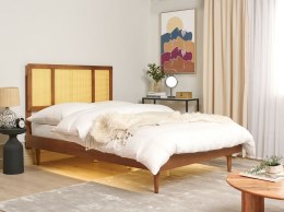 Łóżko LED drewniane 140 x 200 cm ciemne AURAY Lumarko!