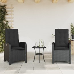 Rozkładane krzesła ogrodowe, 2 szt, poduszki, czarne, rattan PE Lumarko!