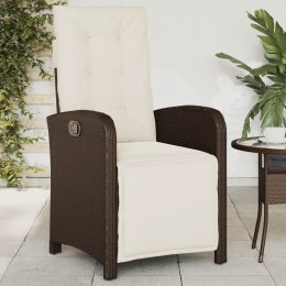 Rozkładany fotel ogrodowy z podnóżkiem, brązowy polirattan Lumarko!