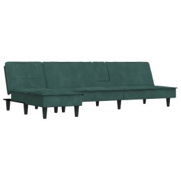Sofa rozkładana L, ciemnozielona, 255x140x70 cm, aksamit Lumarko!