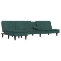 Sofa rozkładana L, ciemnozielona, 255x140x70 cm, aksamit Lumarko!