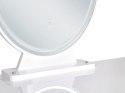 Toaletka 2 szuflady lustro LED ze stołkiem biało-złota CAEN Lumarko!