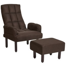 Fotel rozkładany z podnóżkiem lniany brązowy OLAND Lumarko!