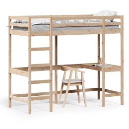 Łóżko na antresoli, z biurkiem, 75x190 cm, lite drewno sosnowe Lumarko!