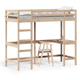 Łóżko na antresoli, z biurkiem, 80x200 cm, lite drewno sosnowe Lumarko!