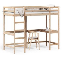Łóżko na antresoli, z biurkiem, 90x190 cm, lite drewno sosnowe Lumarko!