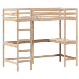 Łóżko na antresoli, z biurkiem, 90x190 cm, lite drewno sosnowe Lumarko!
