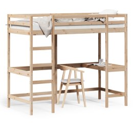 Łóżko na antresoli, z biurkiem, 90x200 cm, lite drewno sosnowe Lumarko!