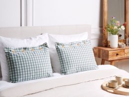 2 poduszki dekoracyjne w kratę 40 x 60 cm zielono-białe TALYA Lumarko!