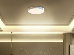 Lampa sufitowa LED metalowa biała z jasnym drewnem PATTANI Lumarko!
