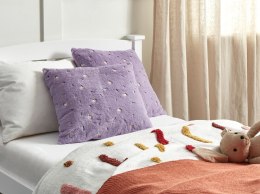 2 poduszki dekoracyjne haftowane w kwiaty 45 x 45 cm fioletowe LAVATERA Lumarko!
