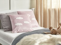 2 welurowe poduszki dekoracyjne haftowane w chmury 45 x 45 cm różowe IPOMEA Lumarko!
