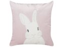 2 welurowe poduszki dekoracyjne haftowane w królika 45 x 45 cm różowe IBERIS Lumarko!