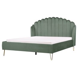 Łóżko welurowe 160 x 200 cm zielone AMBILLOU Lumarko!
