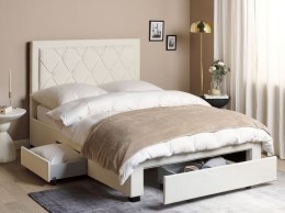 Łóżko z szufladami welurowe 140 x 200 cm kremowe LIEVIN Lumarko!