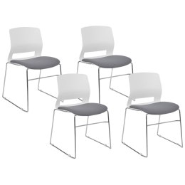 Zestaw 4 krzeseł konferencyjnych biało-szary GALENA Lumarko!