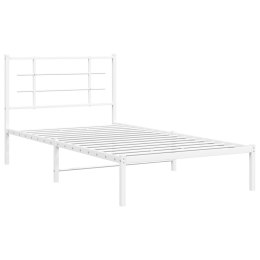 Metalowa rama łóżka z wezgłowiem, biała, 100x190 cm Lumarko!