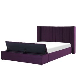 Łóżko welurowe z ławką 160 x 200 cm fioletowe NOYERS Lumarko!
